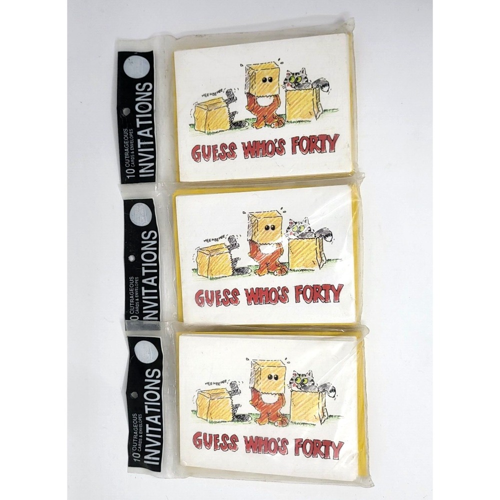 NWT VTG 3 Packs 10 ct Guess Who's Forty Invitations Cards Birthday Envelopes